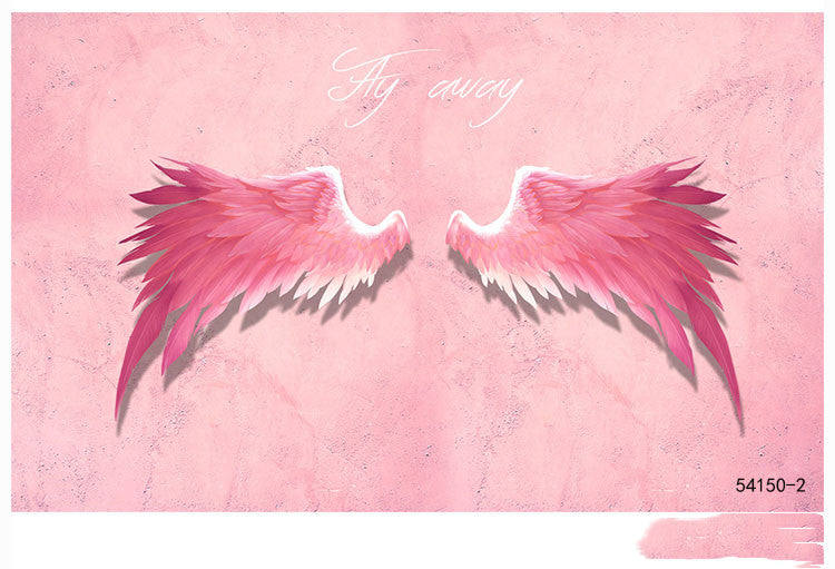 Pink Angel Wings Photo Wallpaper for Dance Studio & Nail Shop Decor
