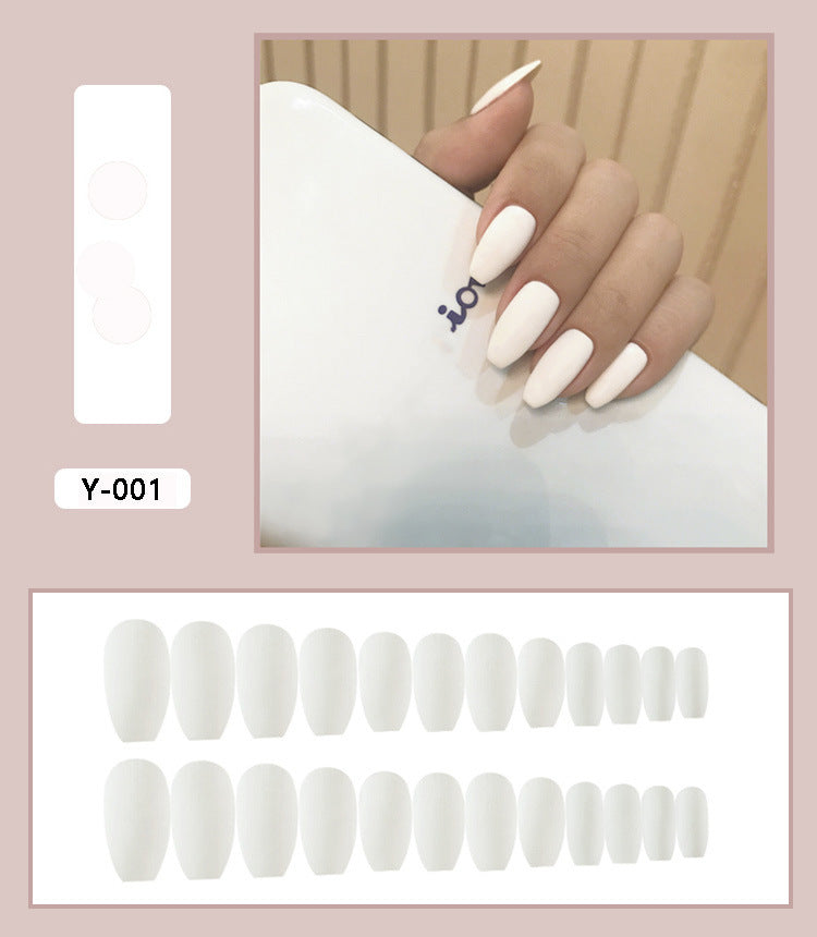 Frosted Short Ballet Nail Tips Fake Nails with Glue & Stickers - Solid Color