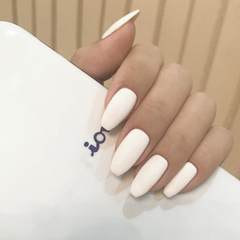 Frosted Short Ballet Nail Tips Fake Nails with Glue & Stickers - Solid Color