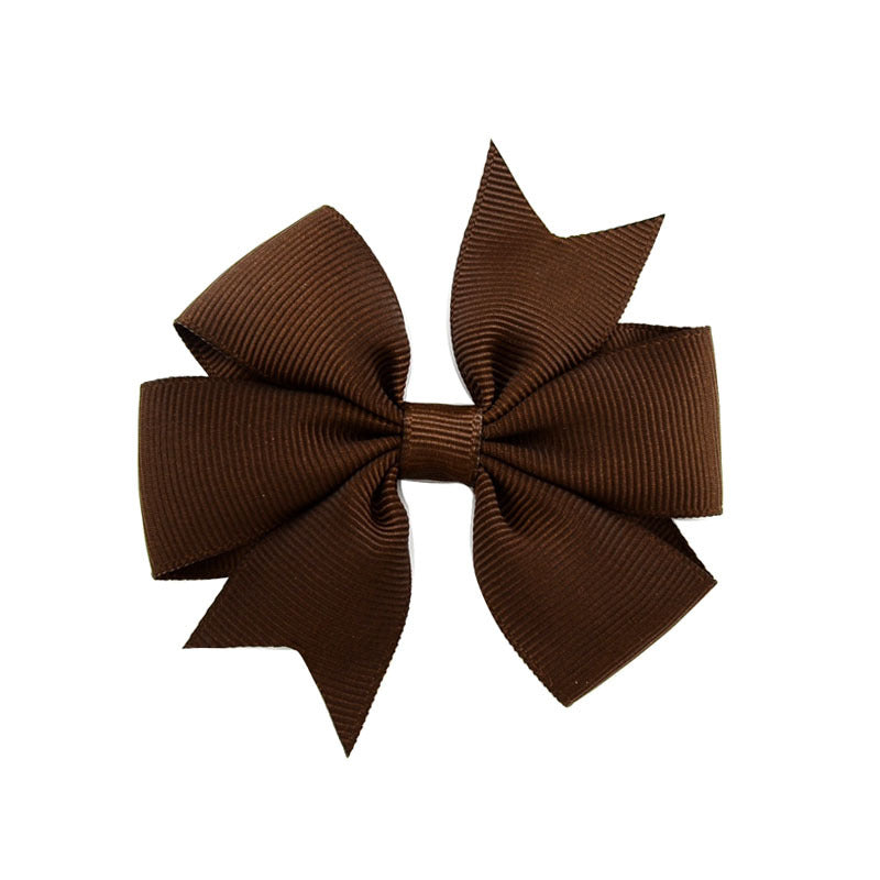 Children's V-Shaped Ribbed Bow Hairpin - Solid Color Hair Accessory