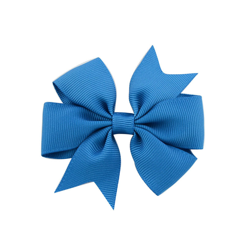 Children's V-Shaped Ribbed Bow Hairpin - Solid Color Hair Accessory