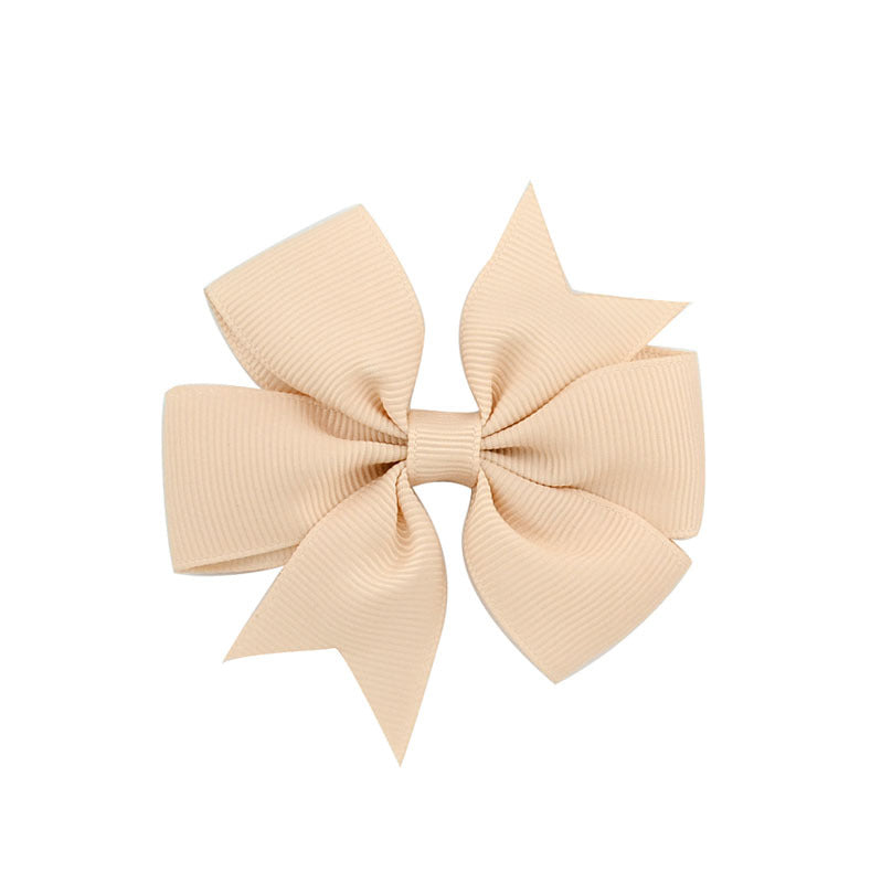 Children's V-Shaped Ribbed Bow Hairpin - Solid Color Hair Accessory