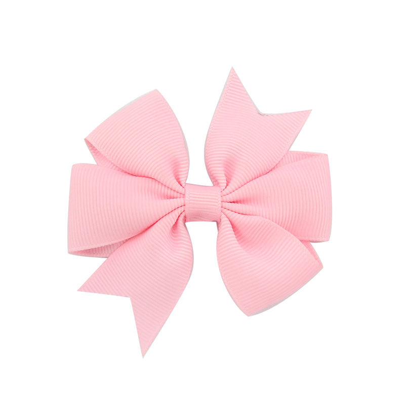 Children's V-Shaped Ribbed Bow Hairpin - Solid Color Hair Accessory