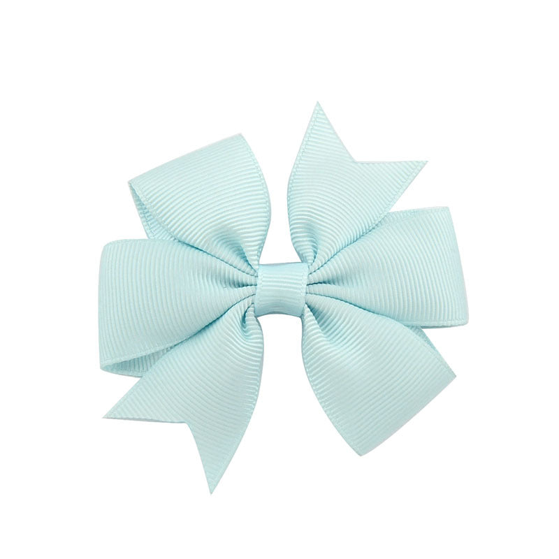 Children's V-Shaped Ribbed Bow Hairpin - Solid Color Hair Accessory