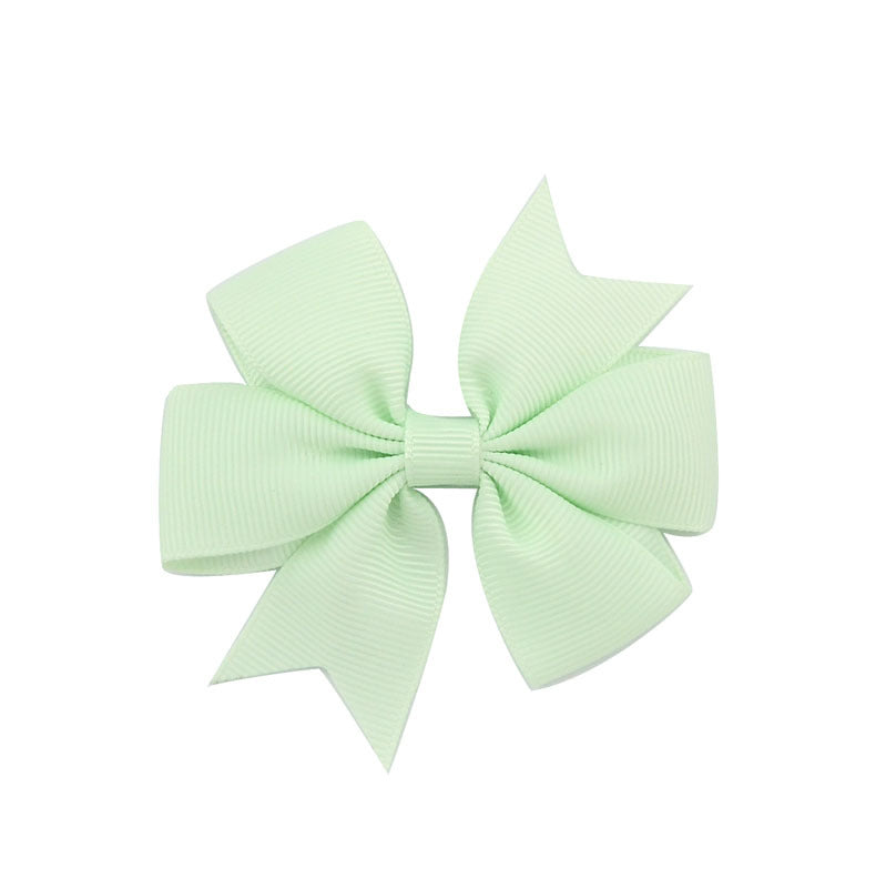 Children's V-Shaped Ribbed Bow Hairpin - Solid Color Hair Accessory
