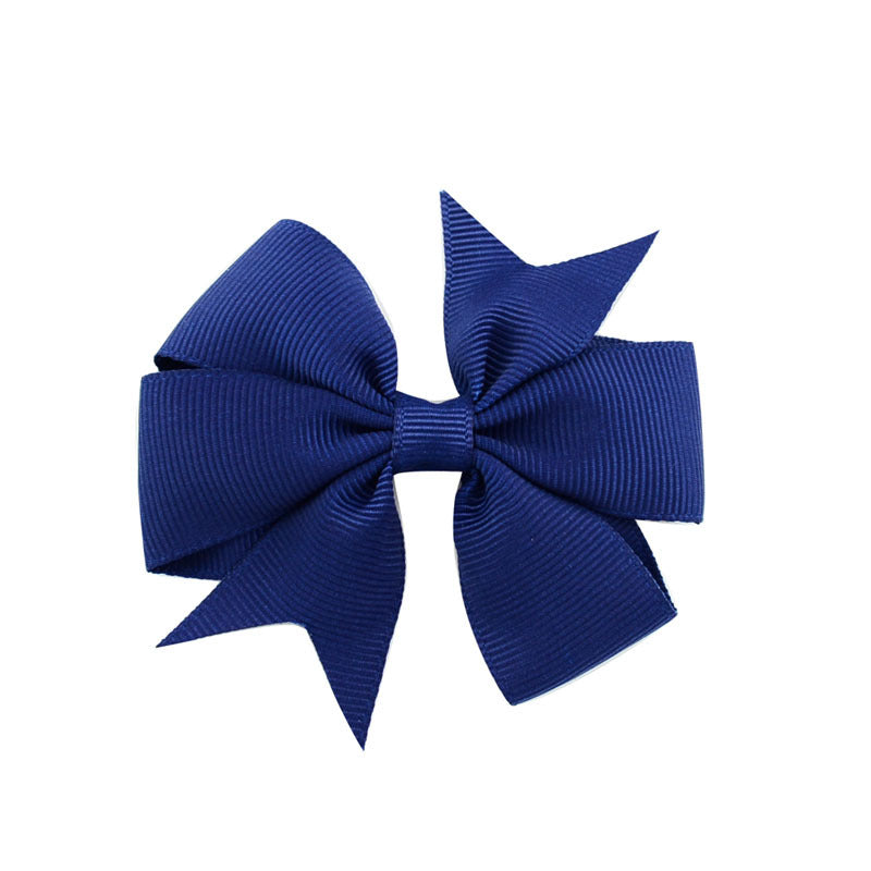 Children's V-Shaped Ribbed Bow Hairpin - Solid Color Hair Accessory