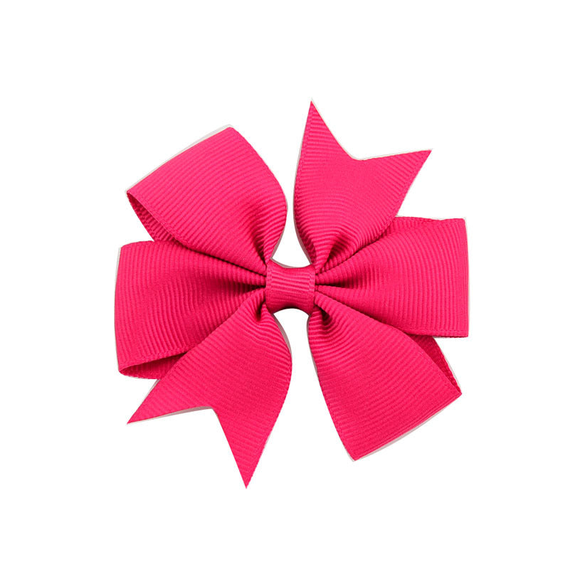 Children's V-Shaped Ribbed Bow Hairpin - Solid Color Hair Accessory