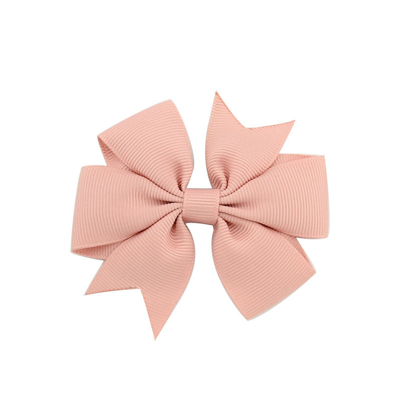 Children's V-Shaped Ribbed Bow Hairpin - Solid Color Hair Accessory