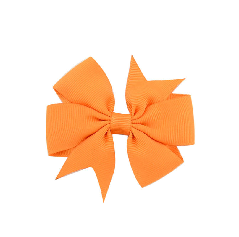 Children's V-Shaped Ribbed Bow Hairpin - Solid Color Hair Accessory