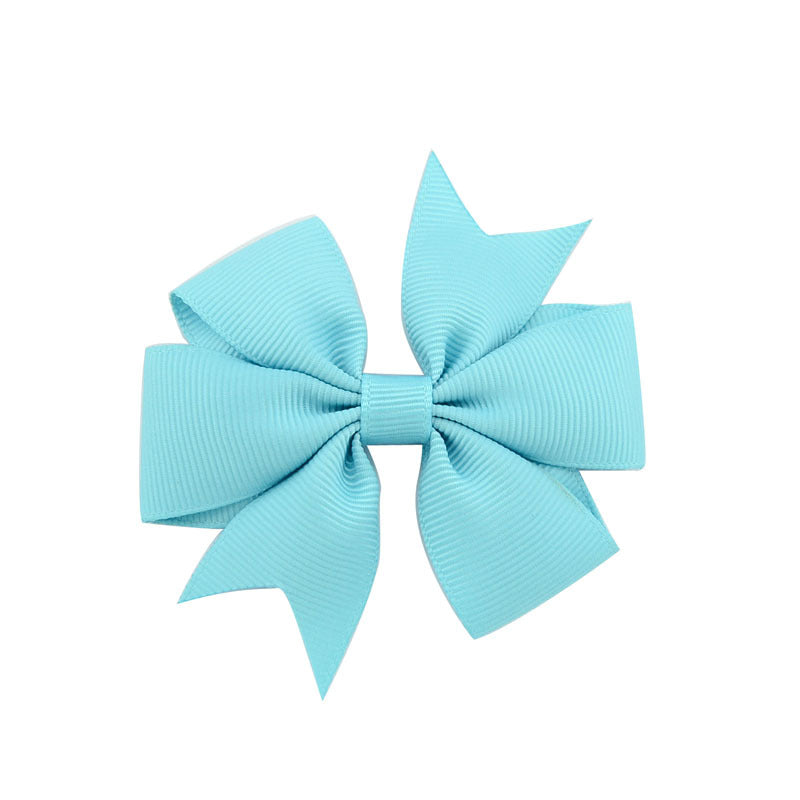 Children's V-Shaped Ribbed Bow Hairpin - Solid Color Hair Accessory