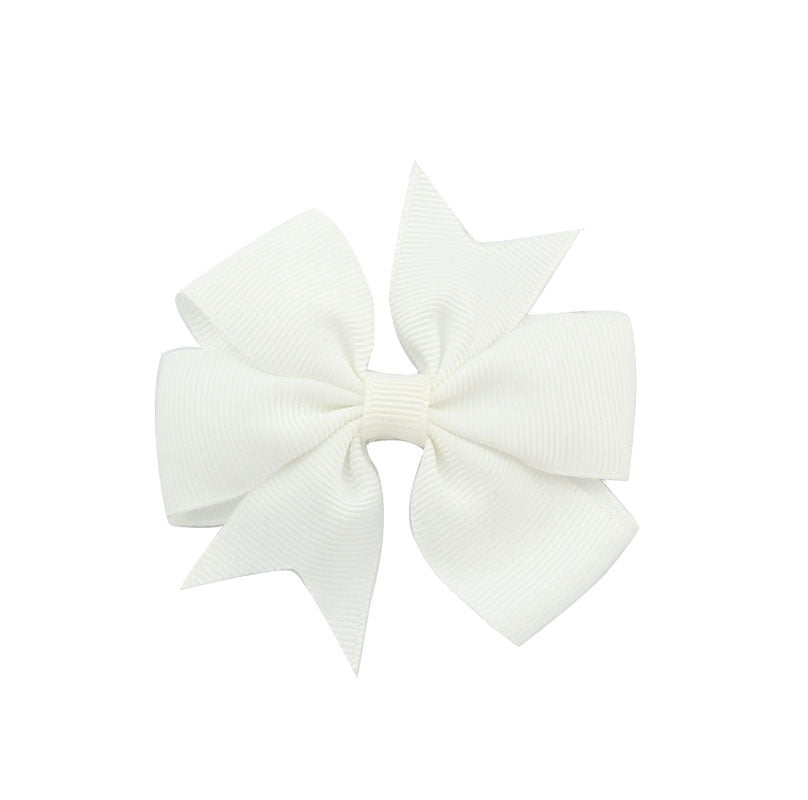 Children's V-Shaped Ribbed Bow Hairpin - Solid Color Hair Accessory