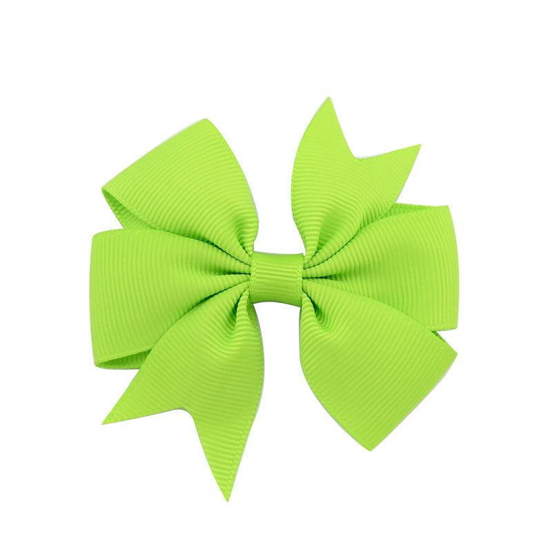 Children's V-Shaped Ribbed Bow Hairpin - Solid Color Hair Accessory