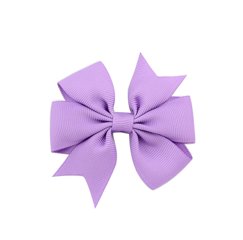 Children's V-Shaped Ribbed Bow Hairpin - Solid Color Hair Accessory
