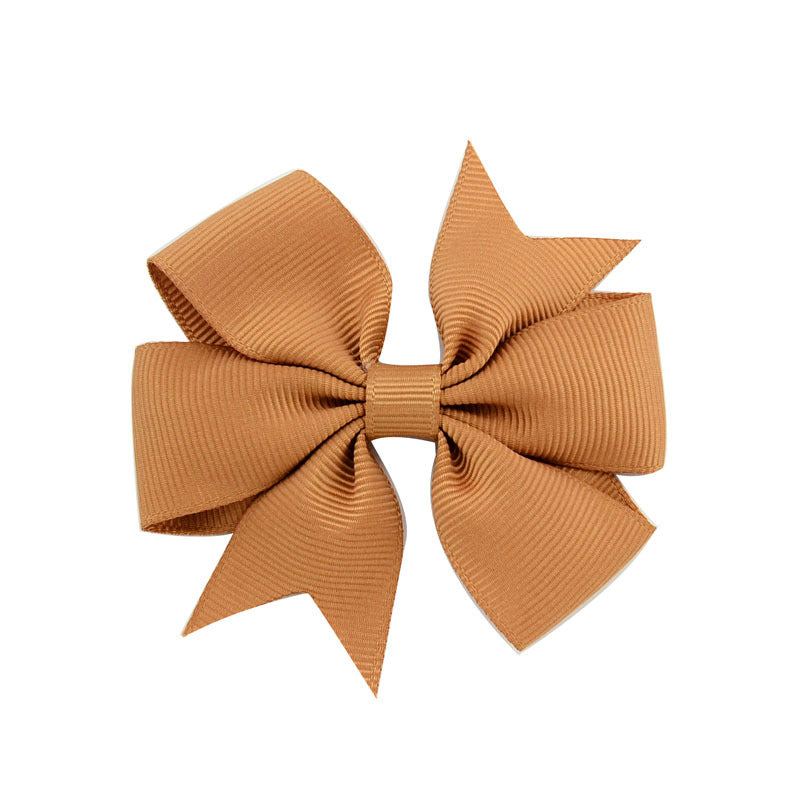 Children's V-Shaped Ribbed Bow Hairpin - Solid Color Hair Accessory