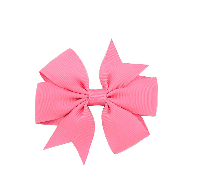 Children's V-Shaped Ribbed Bow Hairpin - Solid Color Hair Accessory