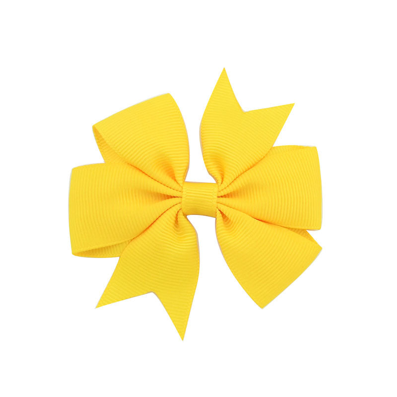 Children's V-Shaped Ribbed Bow Hairpin - Solid Color Hair Accessory