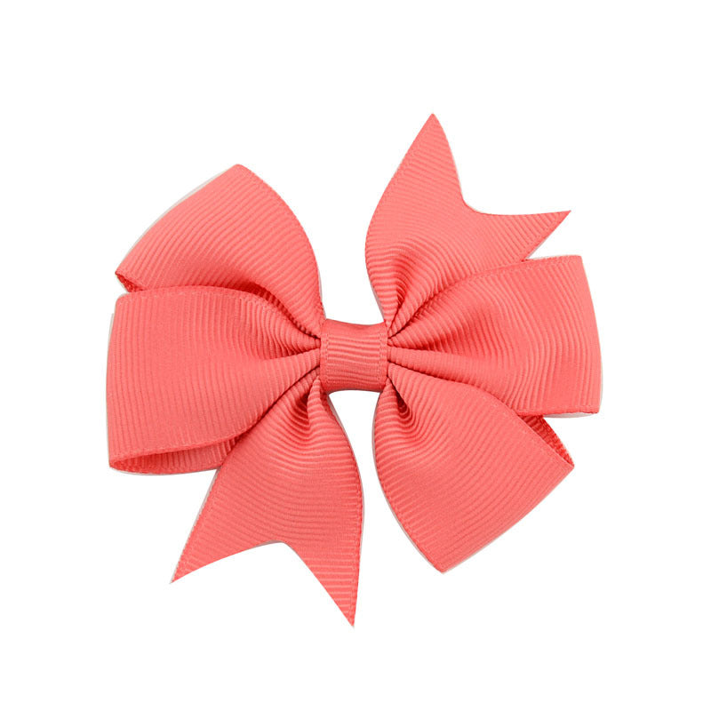 Children's V-Shaped Ribbed Bow Hairpin - Solid Color Hair Accessory