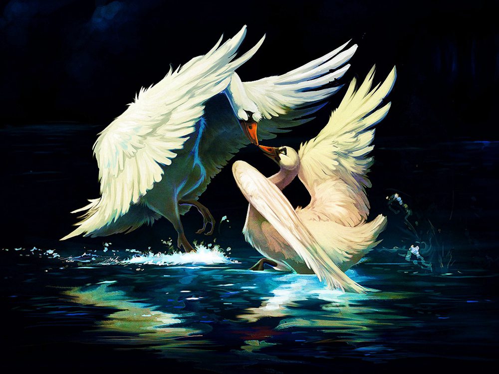 Modern White Goose Wall Art Canvas Painting for Home Decor