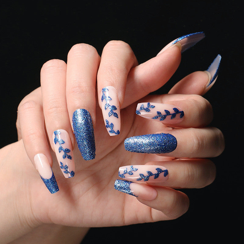 Blue & Pink Ballet Coffin Press-On Nails
