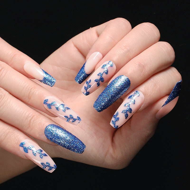 Blue & Pink Ballet Coffin Press-On Nails