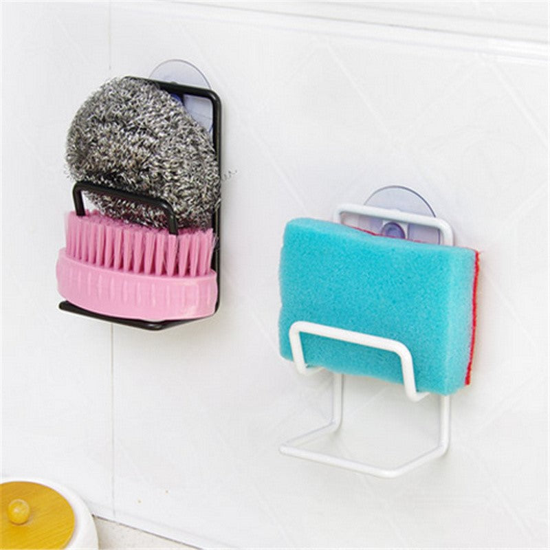 Kitchen Sink Sponge Drain Rack with Suction Cups - Wall Mount Storage Organizer