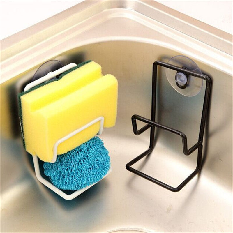 Kitchen Sink Sponge Drain Rack with Suction Cups - Wall Mount Storage Organizer