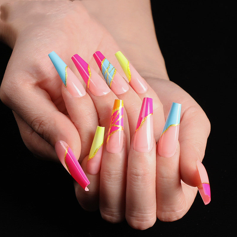 Coffin Nail Art Press-On Set - Colorful