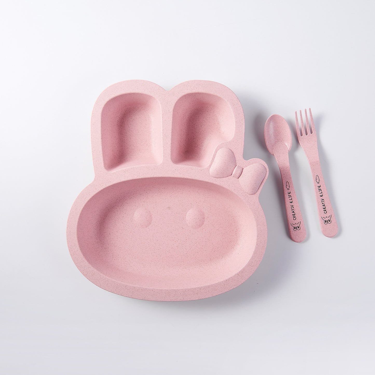 Children's Cartoon Bunny Wheat Straw Fall-Resistant Dinnerware Set - Safe & Eco-Friendly