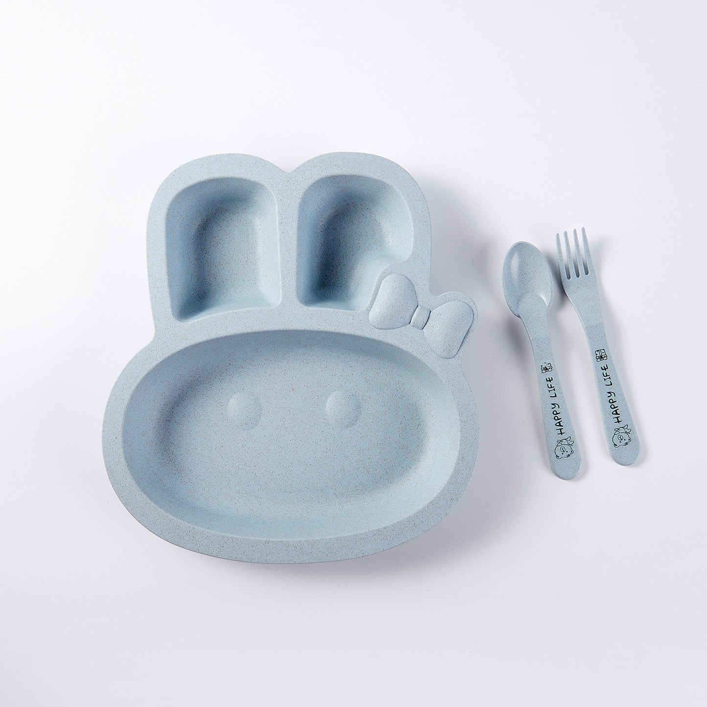 Children's Cartoon Bunny Wheat Straw Fall-Resistant Dinnerware Set - Safe & Eco-Friendly