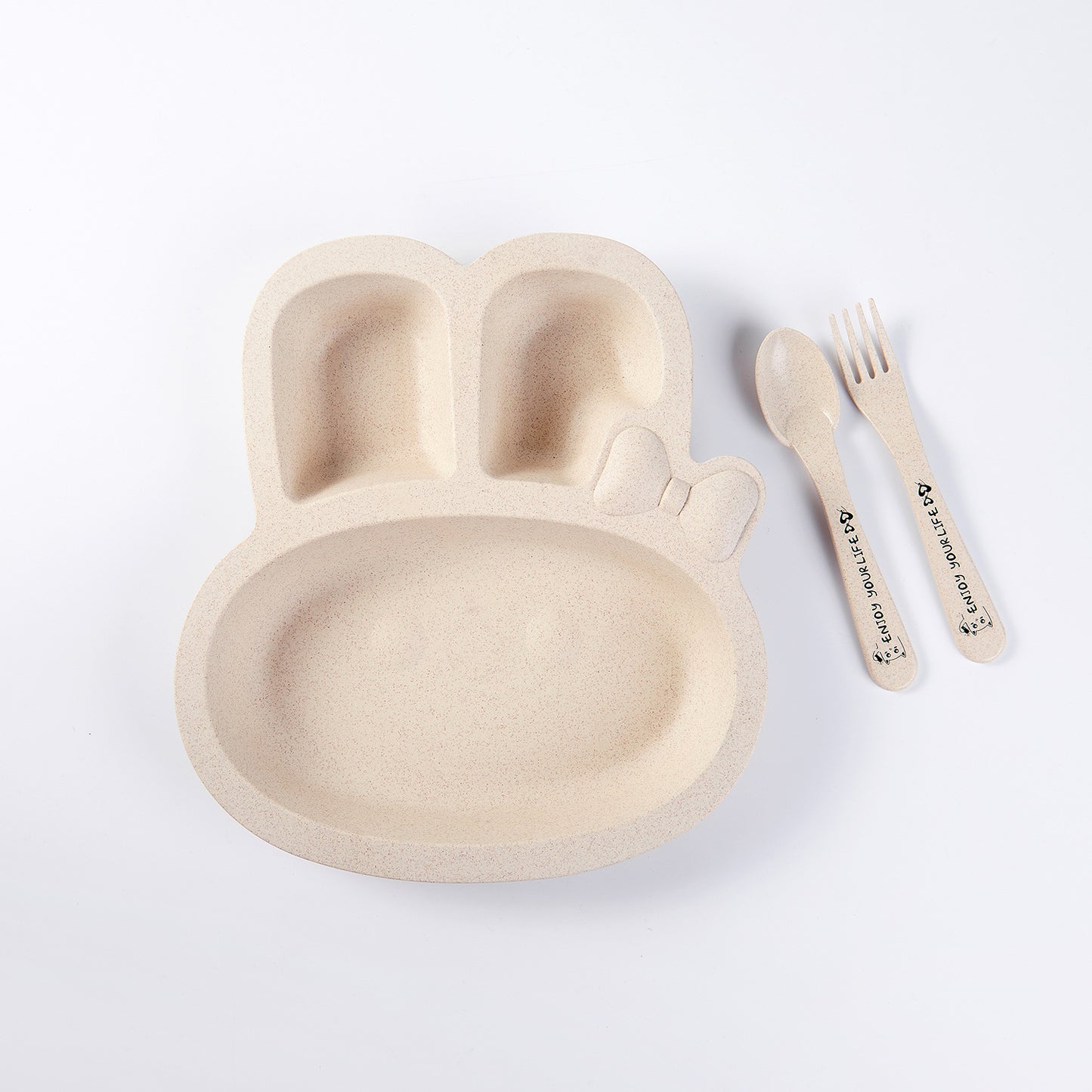 Children's Cartoon Bunny Wheat Straw Fall-Resistant Dinnerware Set - Safe & Eco-Friendly