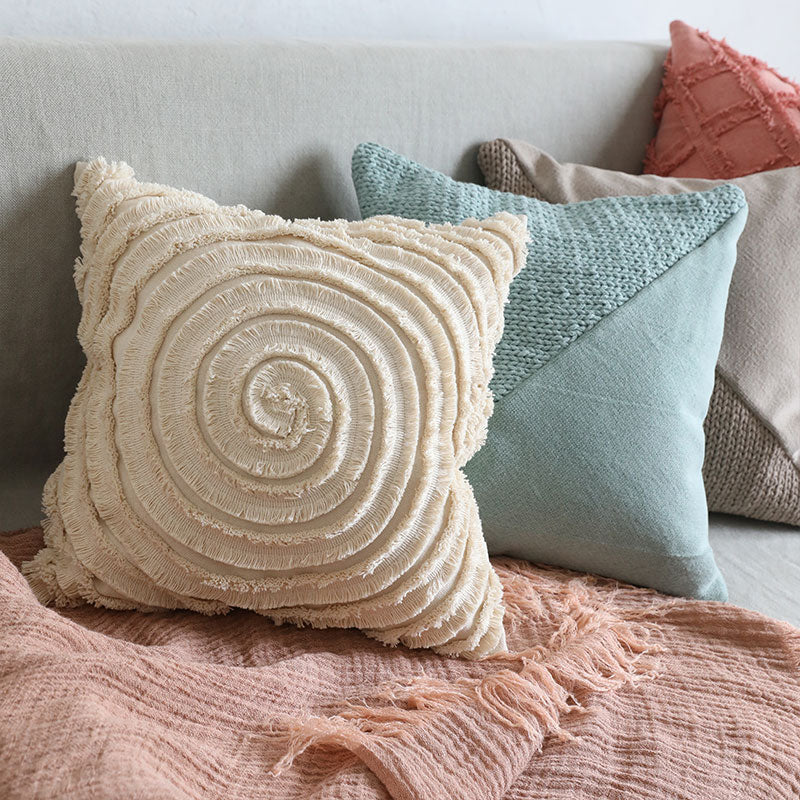 Cotton Cushion Cover for Sofa & Bedroom - Square & Waist Styles, Multiple Sizes