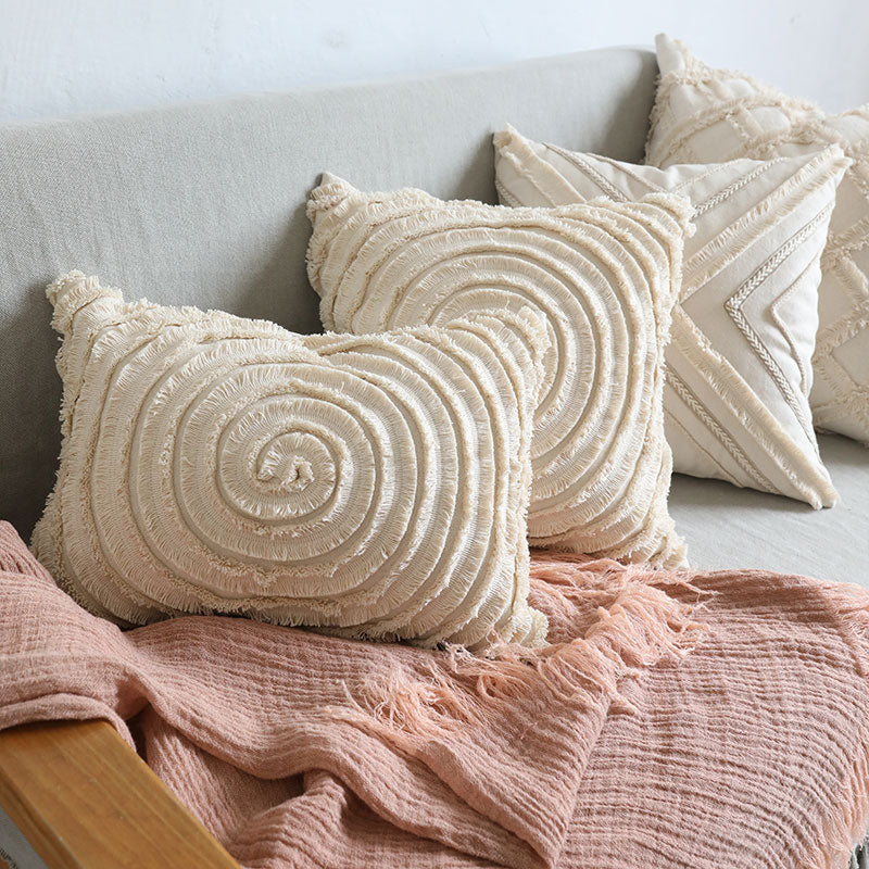 Cotton Cushion Cover for Sofa & Bedroom - Square & Waist Styles, Multiple Sizes