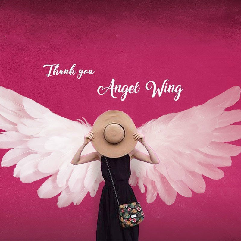 Pink Angel Wings Photo Wallpaper for Dance Studio & Nail Shop Decor