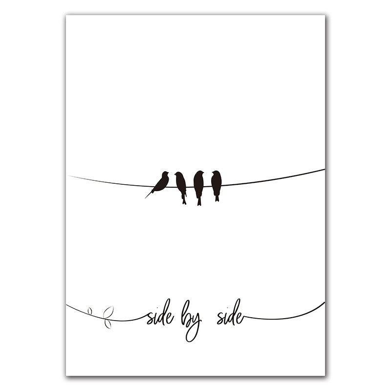 Black and White Canvas Wall Art Posters for Home Decor - Bird & Quote Prints