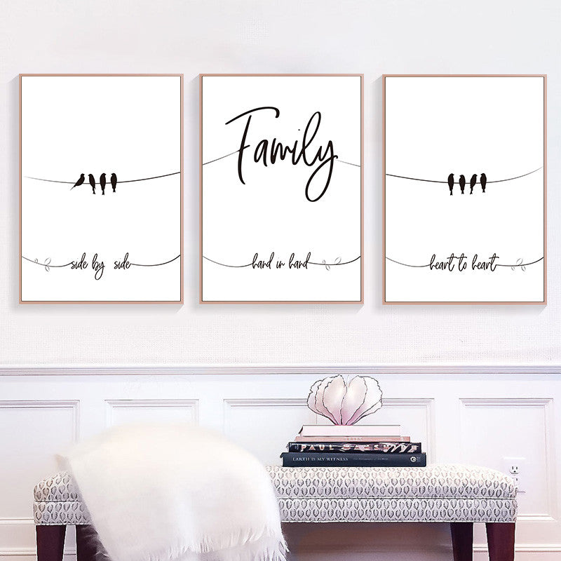 Black and White Canvas Wall Art Posters for Home Decor - Bird & Quote Prints