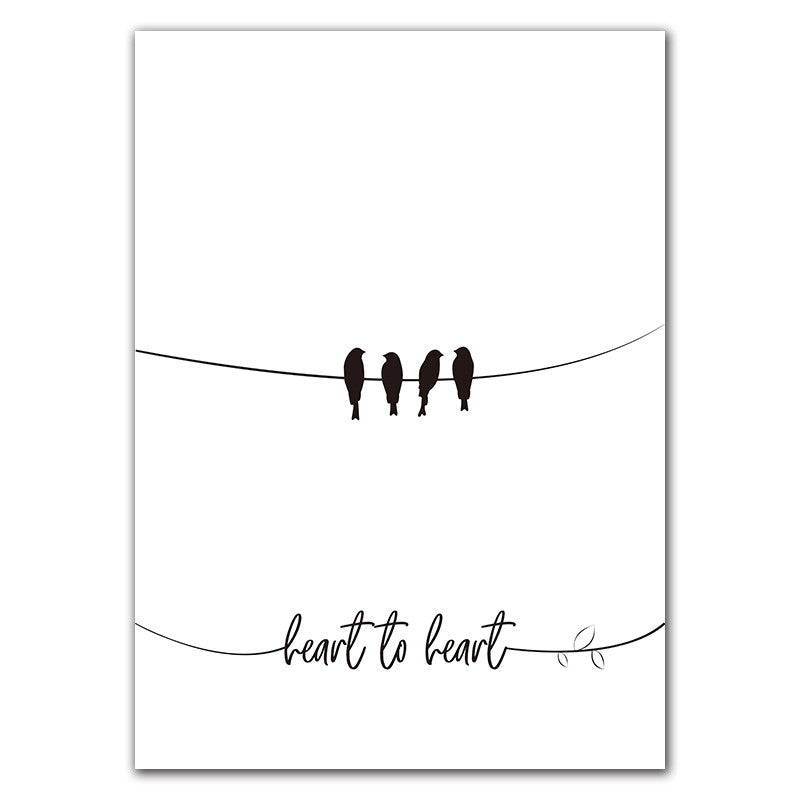 Black and White Canvas Wall Art Posters for Home Decor - Bird & Quote Prints