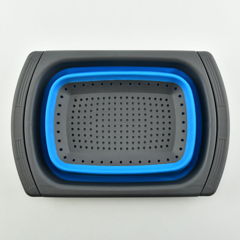 Foldable Silicone Drain Basket with Handles - Water Filter Mesh for Kitchen
