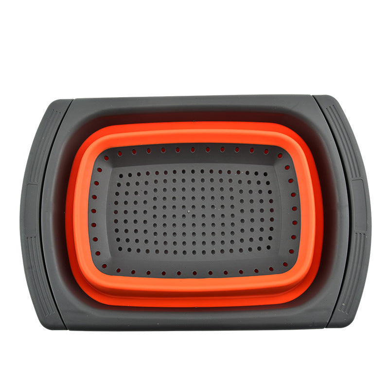 Foldable Silicone Drain Basket with Handles - Water Filter Mesh for Kitchen