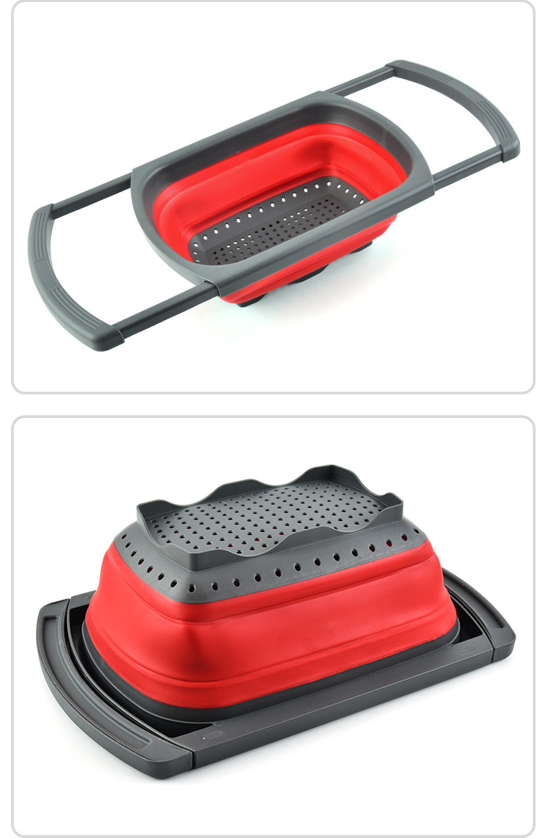 Foldable Silicone Drain Basket with Handles - Water Filter Mesh for Kitchen