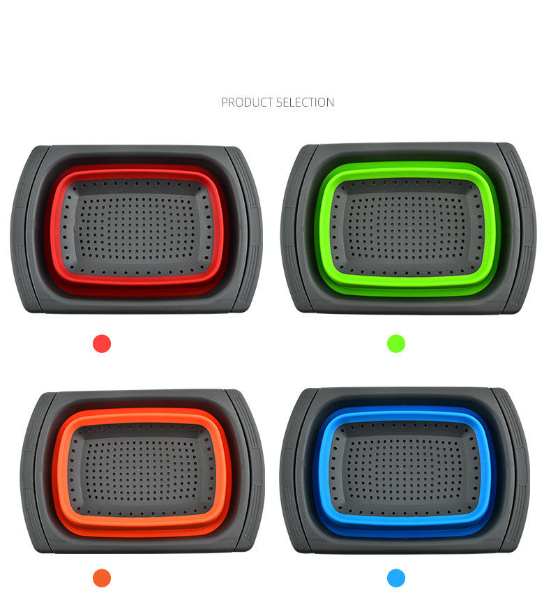Foldable Silicone Drain Basket with Handles - Water Filter Mesh for Kitchen
