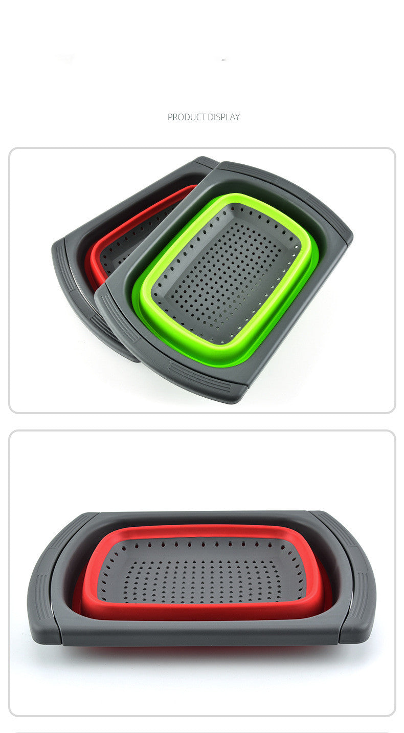Foldable Silicone Drain Basket with Handles - Water Filter Mesh for Kitchen