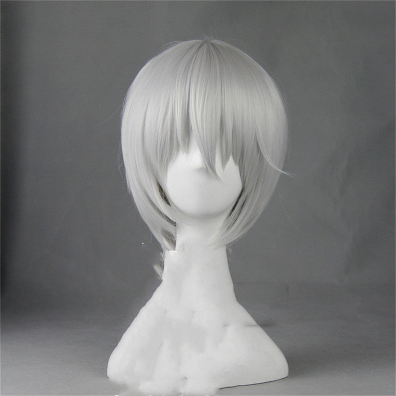 Silvery White Short Cosplay Wig for Girl - Synthetic High Temp Hair