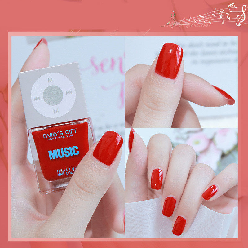 Odorless, Baking-Free Nail Polish - Non-Peel Oily Nail Lacquer, Cherry Color