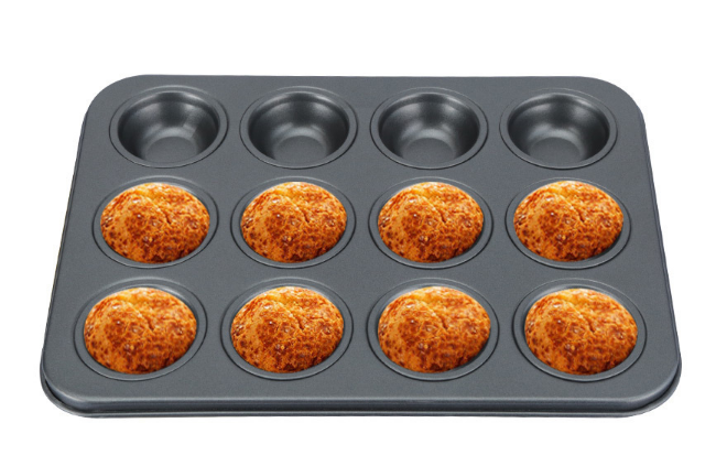 Nonstick Cake Mold 12-Well Carbon Steel Baking Round Pan