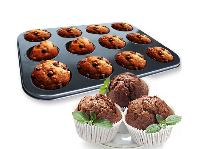 Nonstick Cake Mold 12-Well Carbon Steel Baking Round Pan
