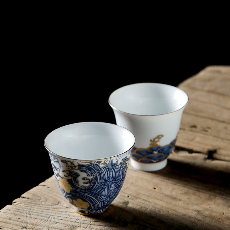 Ceramic Japanese Tea Set with Flower Design - 65ml Drinkware