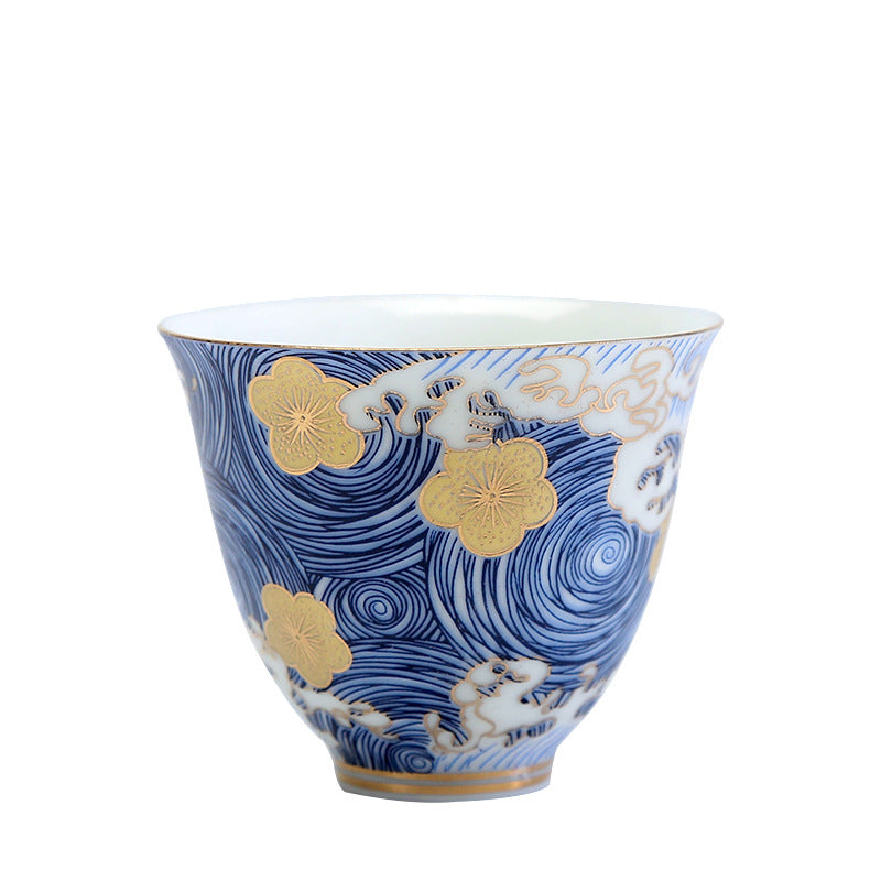 Ceramic Japanese Tea Set with Flower Design - 65ml Drinkware