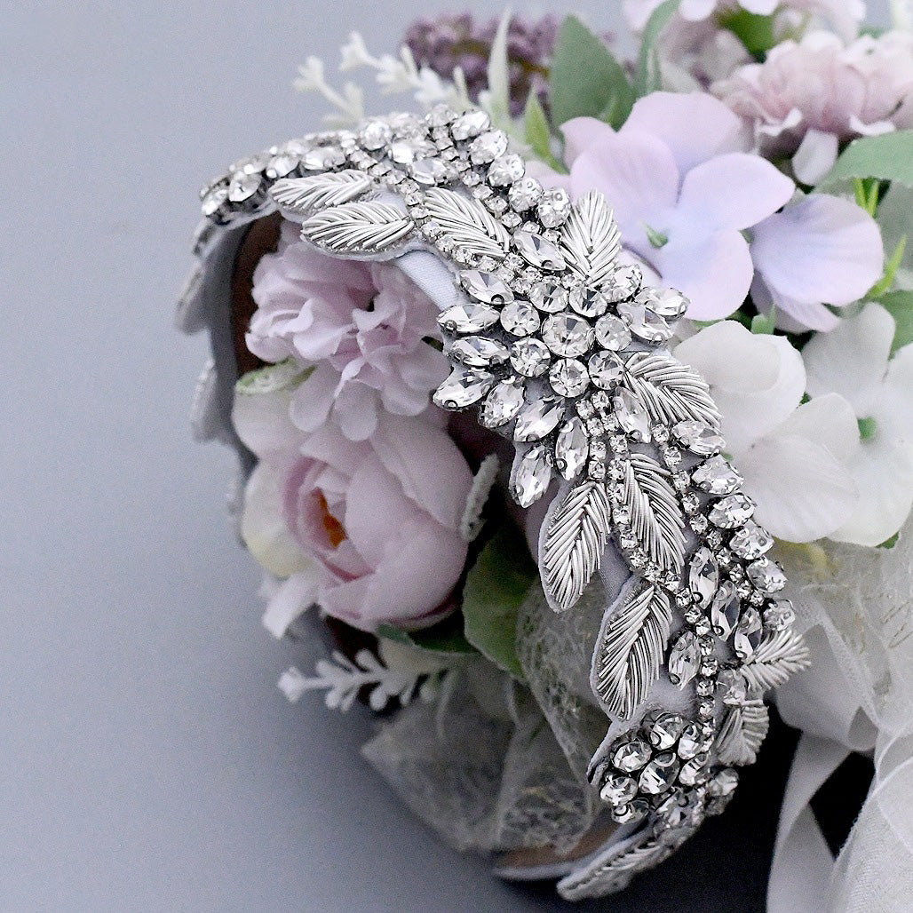 Diamond Rhinestone Hair Headband - Gray