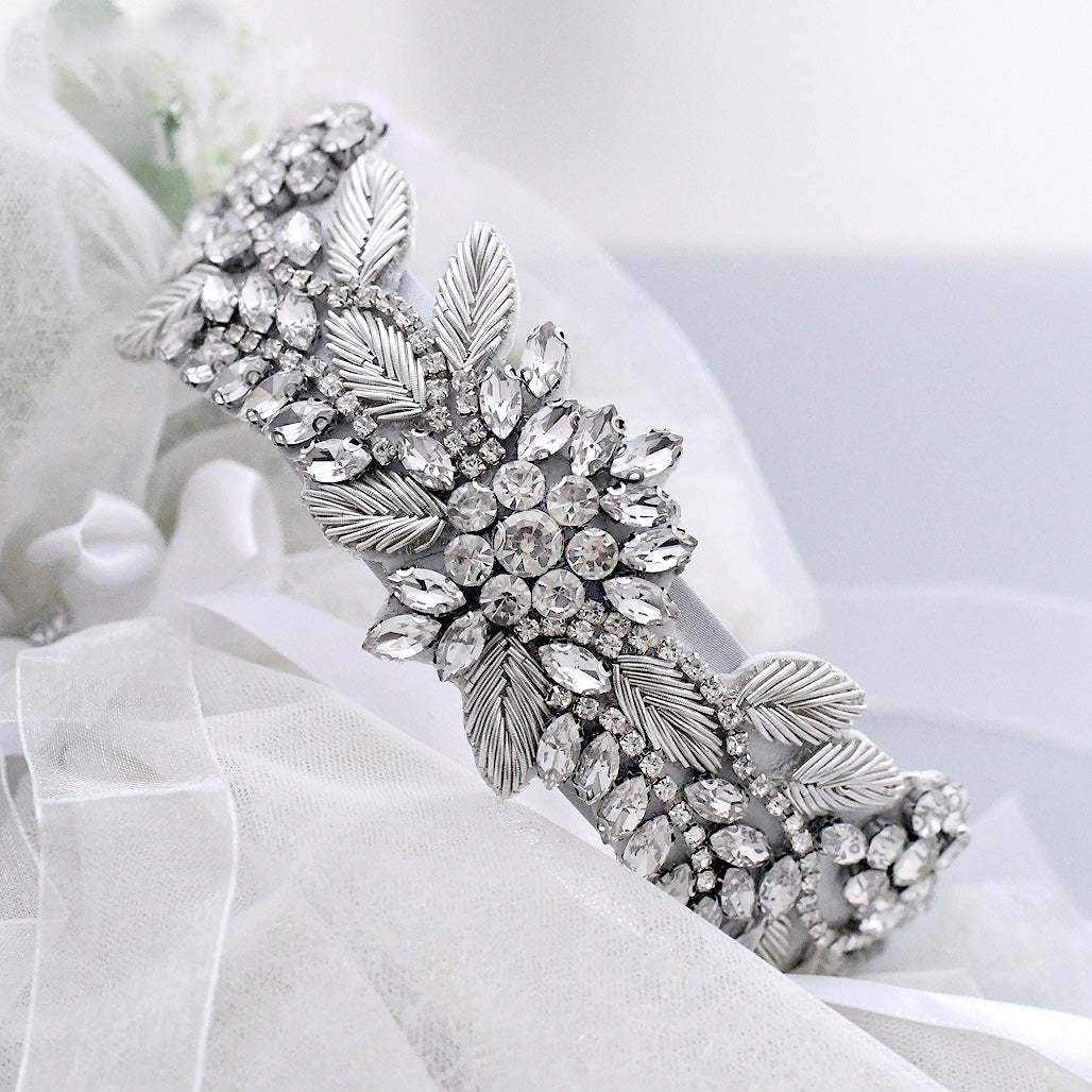 Diamond Rhinestone Hair Headband - Gray