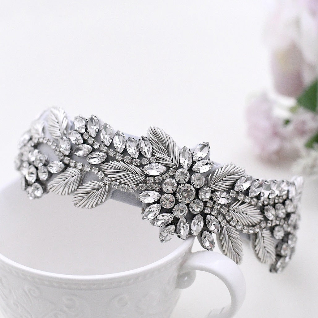 Diamond Rhinestone Hair Headband - Gray
